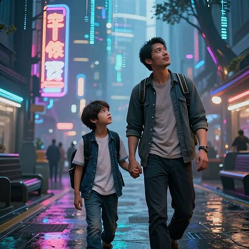 Cyberpunk Father and Son Adventure