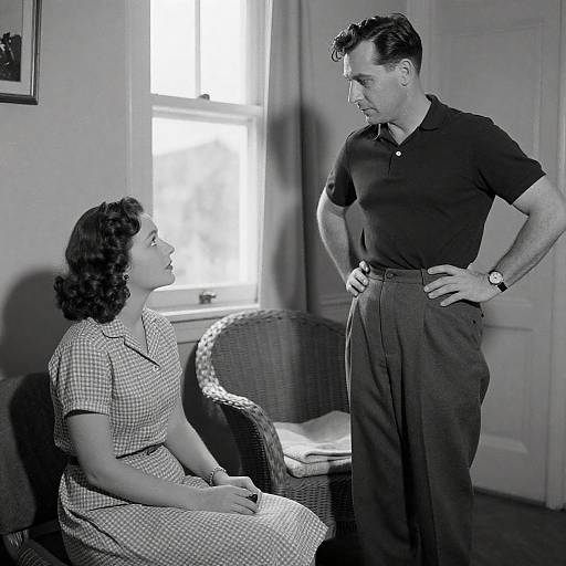 Mid-20th Century Indoor Black-and-White Scene