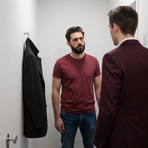 Intense Encounter in a Narrow Hallway