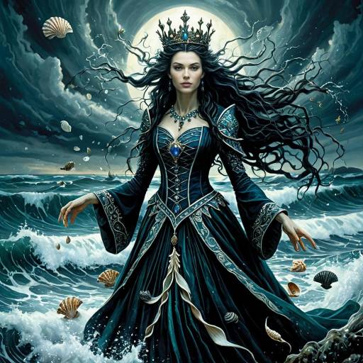Regal Sea Witch Commanding Ocean Waves