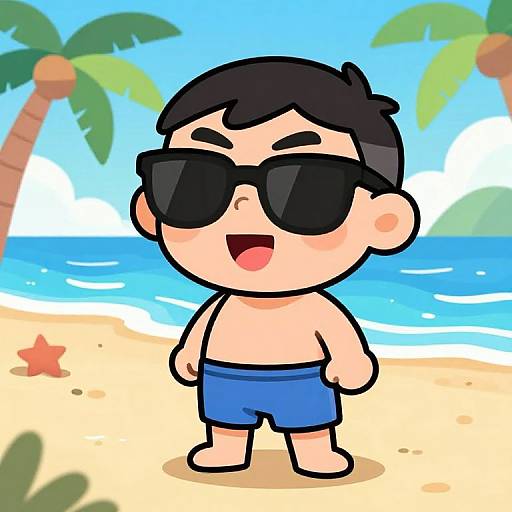 Chad Cartoon at Summer Beach