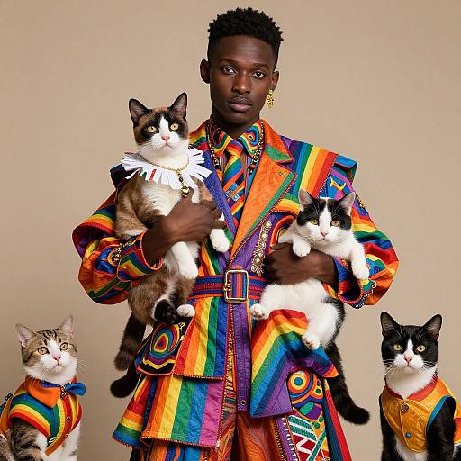 Feminine Man and Rainbow Cats Fashion