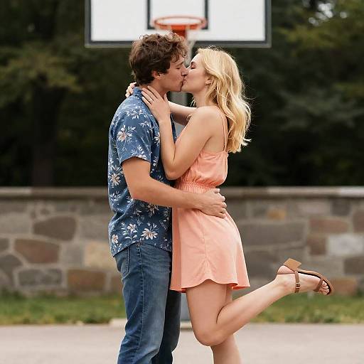 Passionate Outdoor Embrace of a Couple