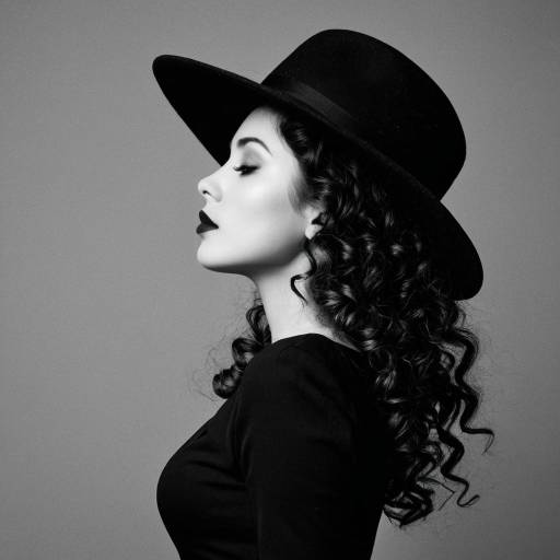 Elegant Woman in Black Hat Profile Portrait