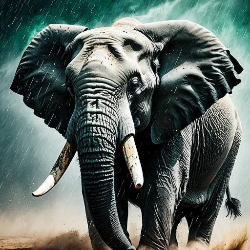 Majestic Elephant Amidst Dust Storm Majestic Elephant Amidst Dust Storm