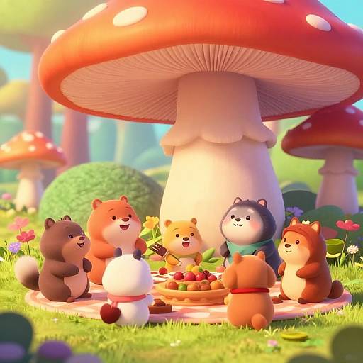 Pixar-Style Forest Animals Picnic