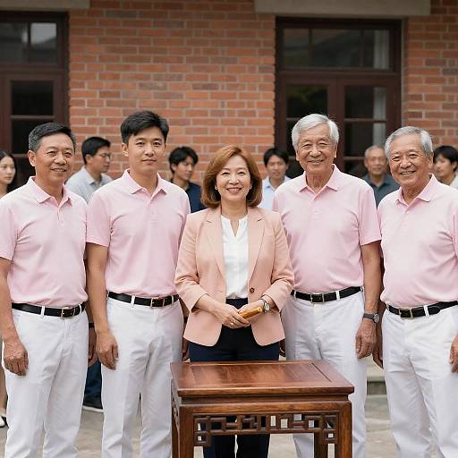 Group Portrait in Front of Brick Building