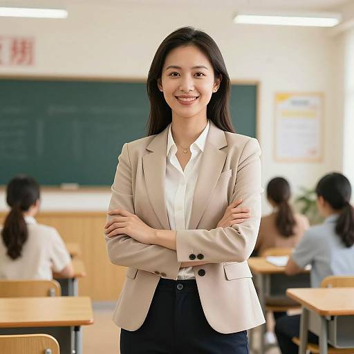 Confident Teacher in Modern Classroom