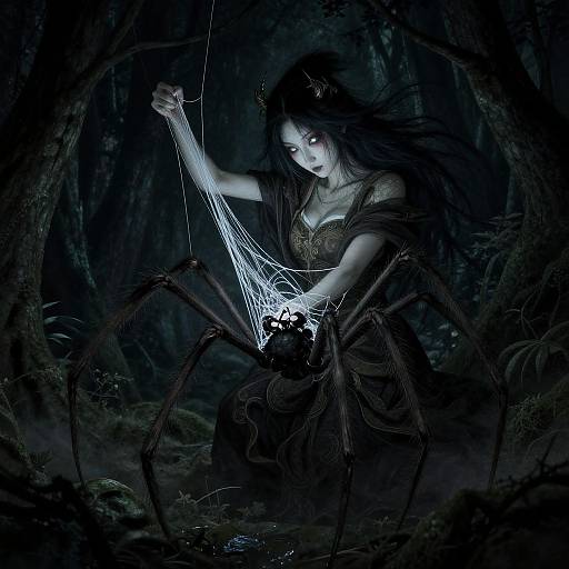 Mystical Jorogumo Weaving Silk