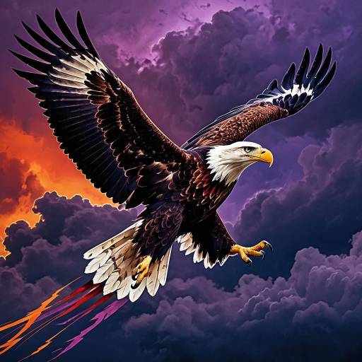 Soaring Eagle in Stormy Sky Art Soaring Eagle in Stormy Sky Art