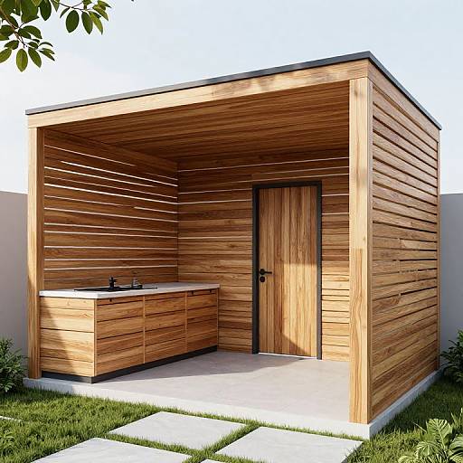 Modern Outdoor Kitchen Architectural Rendering