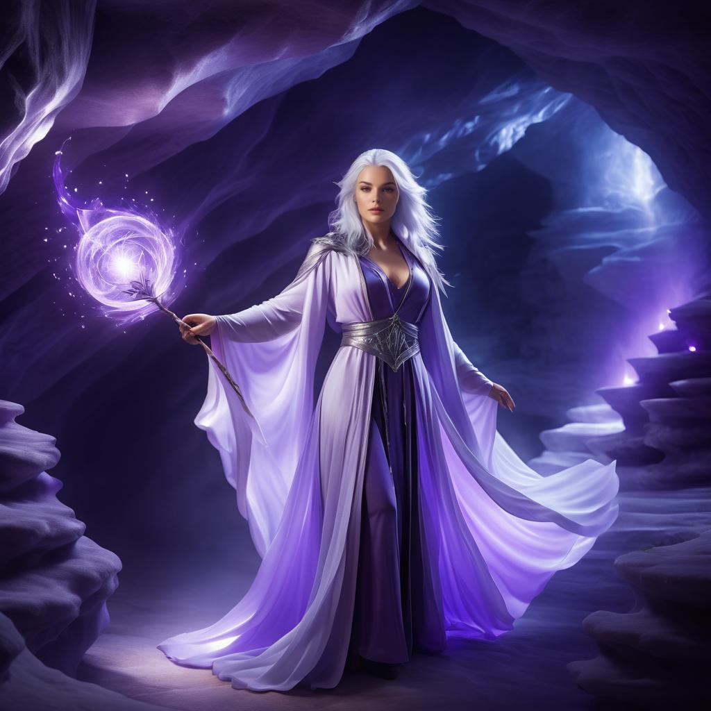 Enchanting Sorceress in Mystical Cave