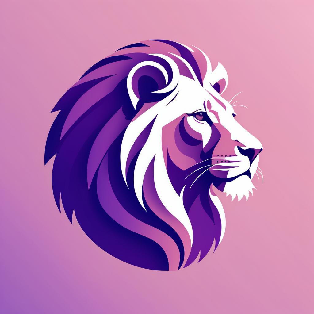 Minimalist Lion Illustration in Soft Mauve