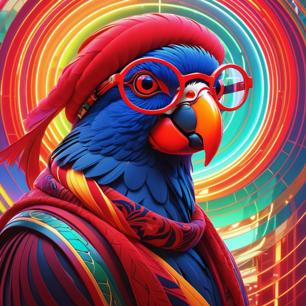 Stern Parrot Portrait in Art Nouveau Style