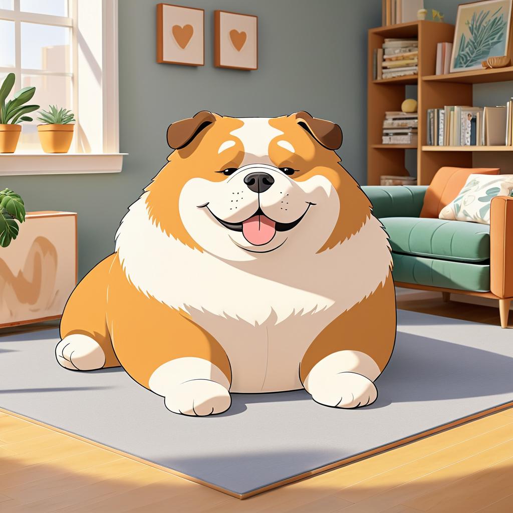 Charming Cartoon of a Plump Dog