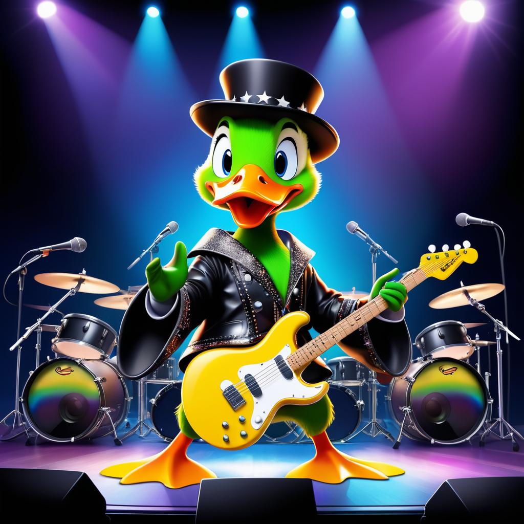 Rock Star Duck Performing Live on Stage