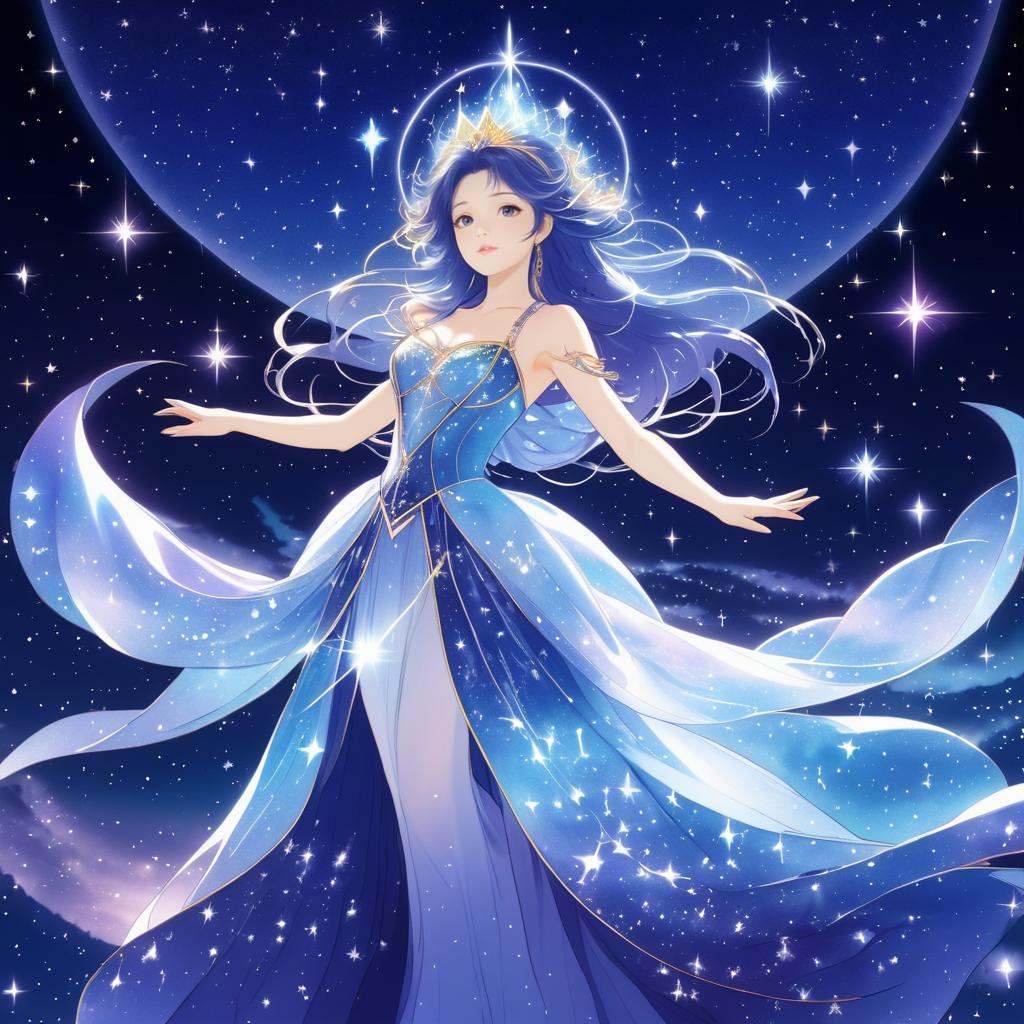 Enchanting Sorceress Under Starry Skies