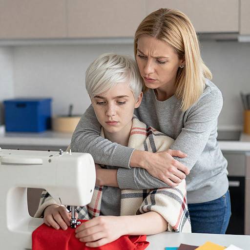 Comforting Embrace at Kitchen Table