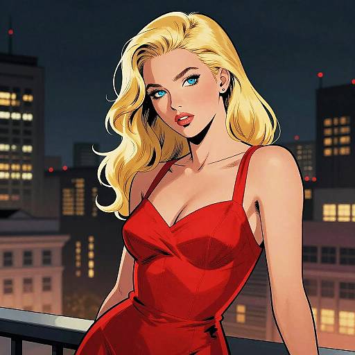 Blonde in Red: Nighttime City Comic