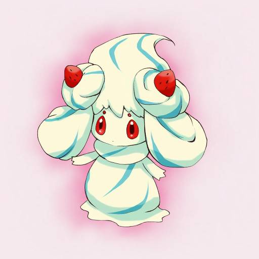 Illustration of Alcremie, pokemon in the style of Kimura shiki