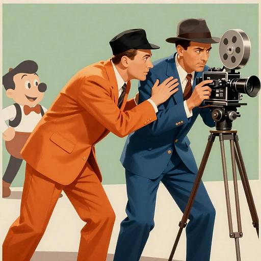 Vintage 1940s Filmmaker Poster Illustration