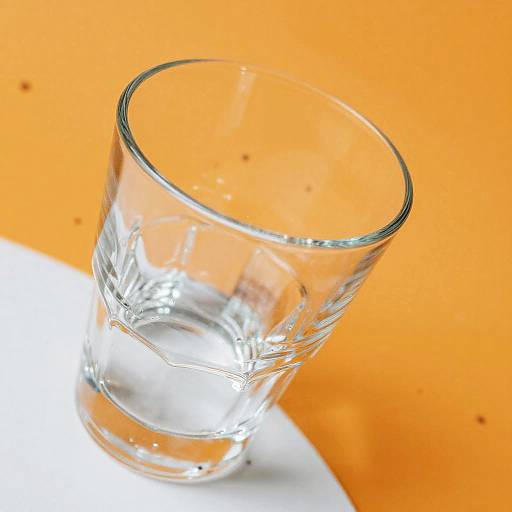Close-Up of Clear Glass on Orange Background