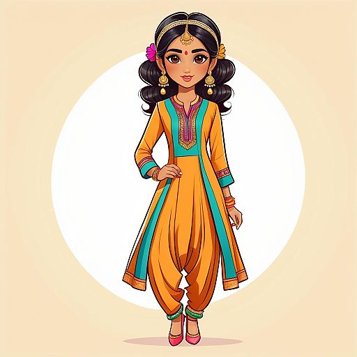 Indian Woman in Traditional Punjabi Suit