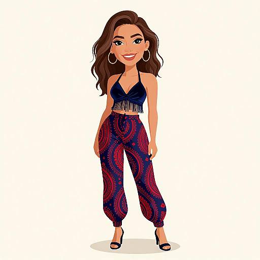 Bohemian Woman in Velvet Halter Top