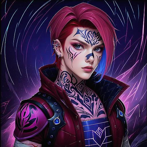 Illustration of Arcane vi, league of legends in the style of Kentaurosu