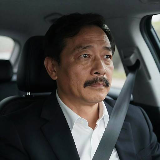 Middle-aged man driving car