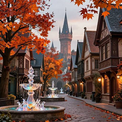 Autumn Fantasy City Street Scene