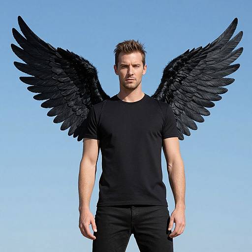 Man with Wings Costume in Sky