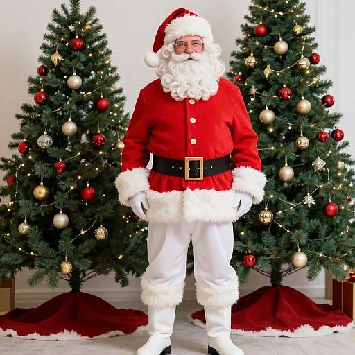 Male Santa Claus by Christmas Tree