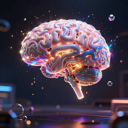 Surreal AI Cyberpunk Brain Visualization