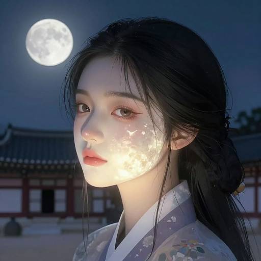 Mystical Korean Moon Face Art