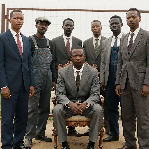 Serious Expressions: Men in Suits and Overalls