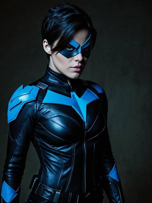 Woman in Nightwing Costume