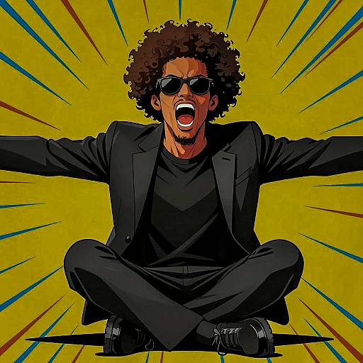Bold Comic Illustration of Man with Afro