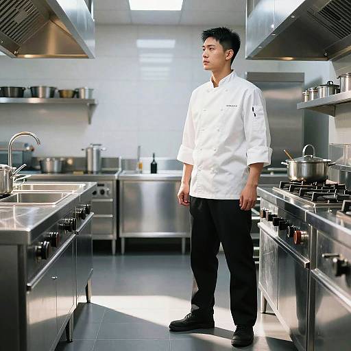Confident Chef in Modern Kitchen