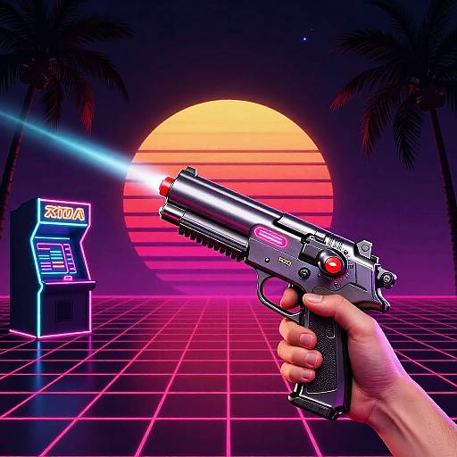 Retro 80s Synthwave Neon Horizon