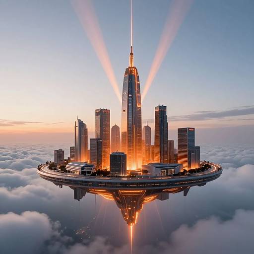 Futuristic City Above the Clouds