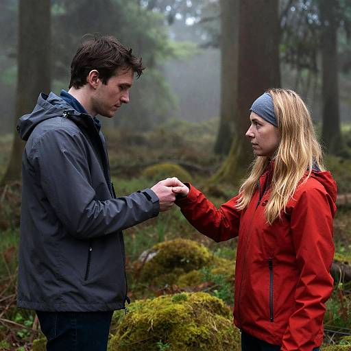 Romantic Encounter in a Foggy Forest