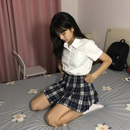 Casual Bedroom Scene with Young Woman