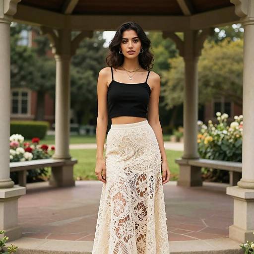Boho Chic Woman at University Gazebo