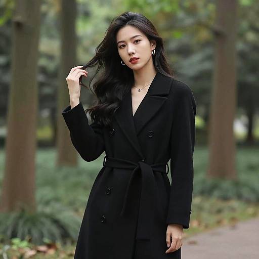 Elegant Woman in Serene Forest Setting