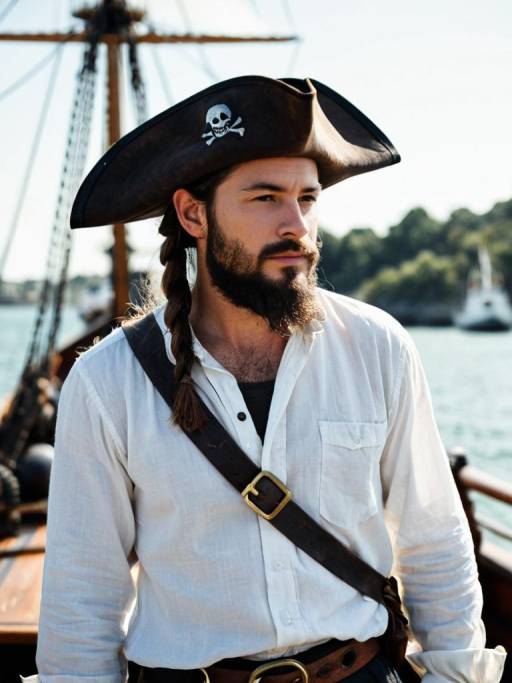 Man Dressed as Pirate on Ship