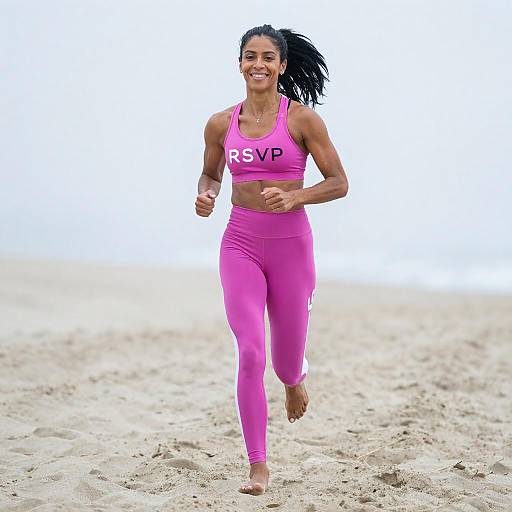 Fit Woman Running on Sandy Beach