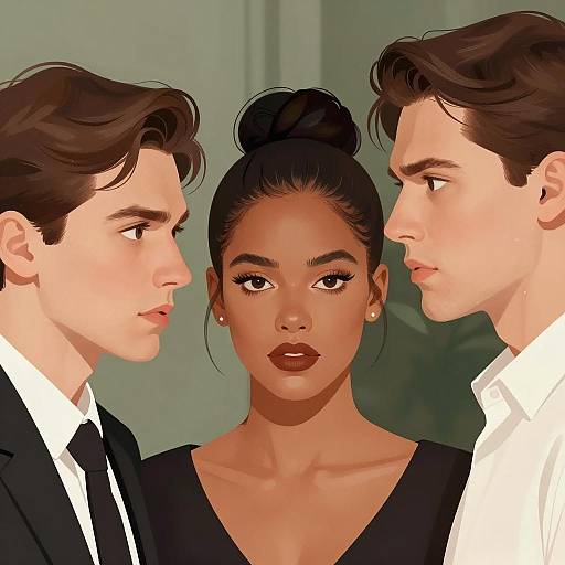 Digital Illustration of Intense Trio