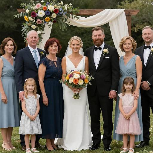Blonde Bride and Family Wedding Portrait