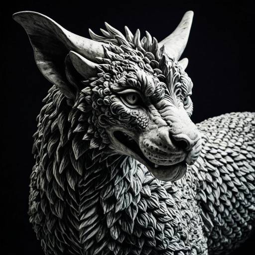 Detailed Chimera Mythical Sculpture